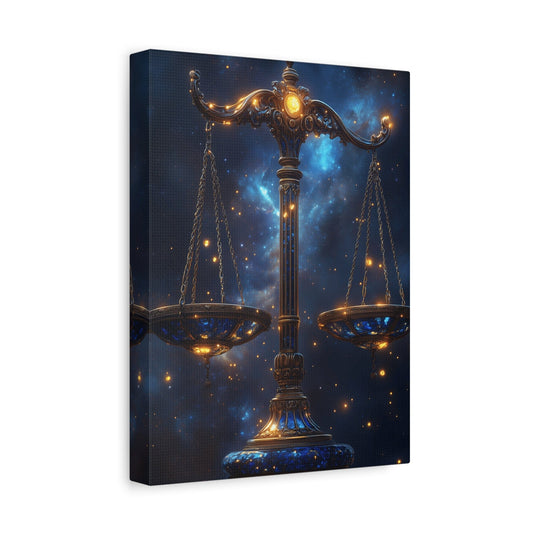 Cosmic Balance Canvas Art Print | Astrology Decor, Starry Wall Art, Home Decoration, Gift for Zodiac Lovers, Scales Artwork