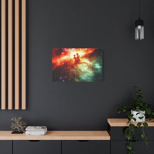 Cosmic Love Canvas Art, Celestial Couple Print, Space Wall Decor, Romantic Gift, Unique Home Artwork