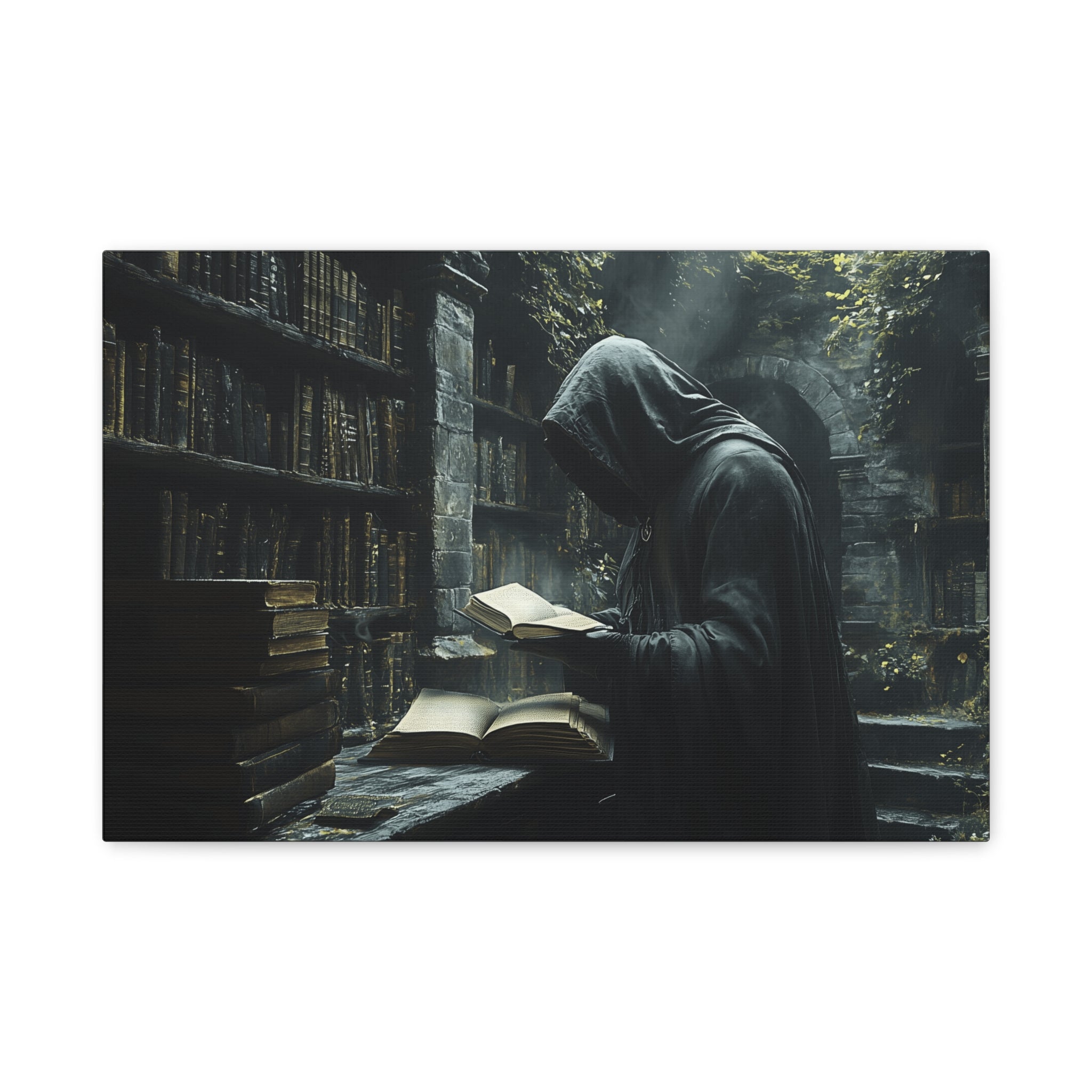 Mysterious Library Canvas Print, Dark Academia Wall Art, Book Lover Gift, Gothic Home Decor, Reading Nook Decoration, Unique Wall Art