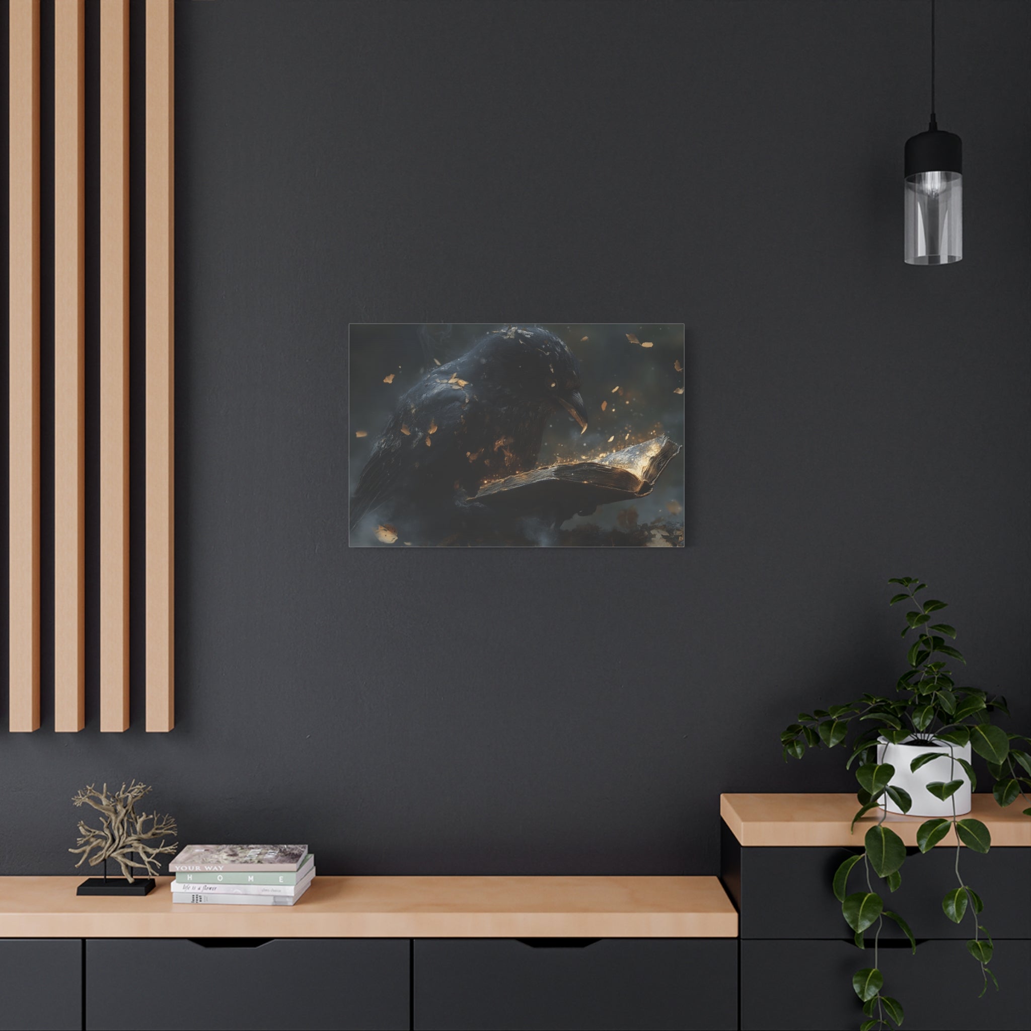 Mystical Raven Canvas Art Print, Gothic Wall Decor, Witchy Home Aesthetic, Unique Gift, Dark Fantasy Decoration
