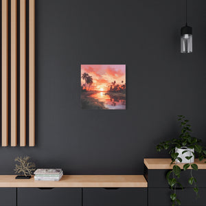 Sunset Canvas Wall Art, Tropical Landscape Decor, Coastal Home Decoration, Living Room Artwork, Gift for Nature Lovers