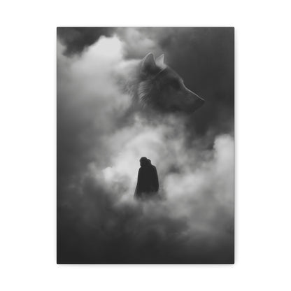 Black and White Wolf Canvas Art Print, Animal Wall Decor, Nature-Inspired Home Decor, Wilderness Art, Unique Gift Idea, Modern Aesthetic