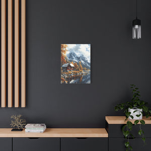 Serene Landscape Canvas Wall Art, Nature Decor, Fall Aesthetic Home Decor, Cozy Cabin Artwork, Mountain Scene Print