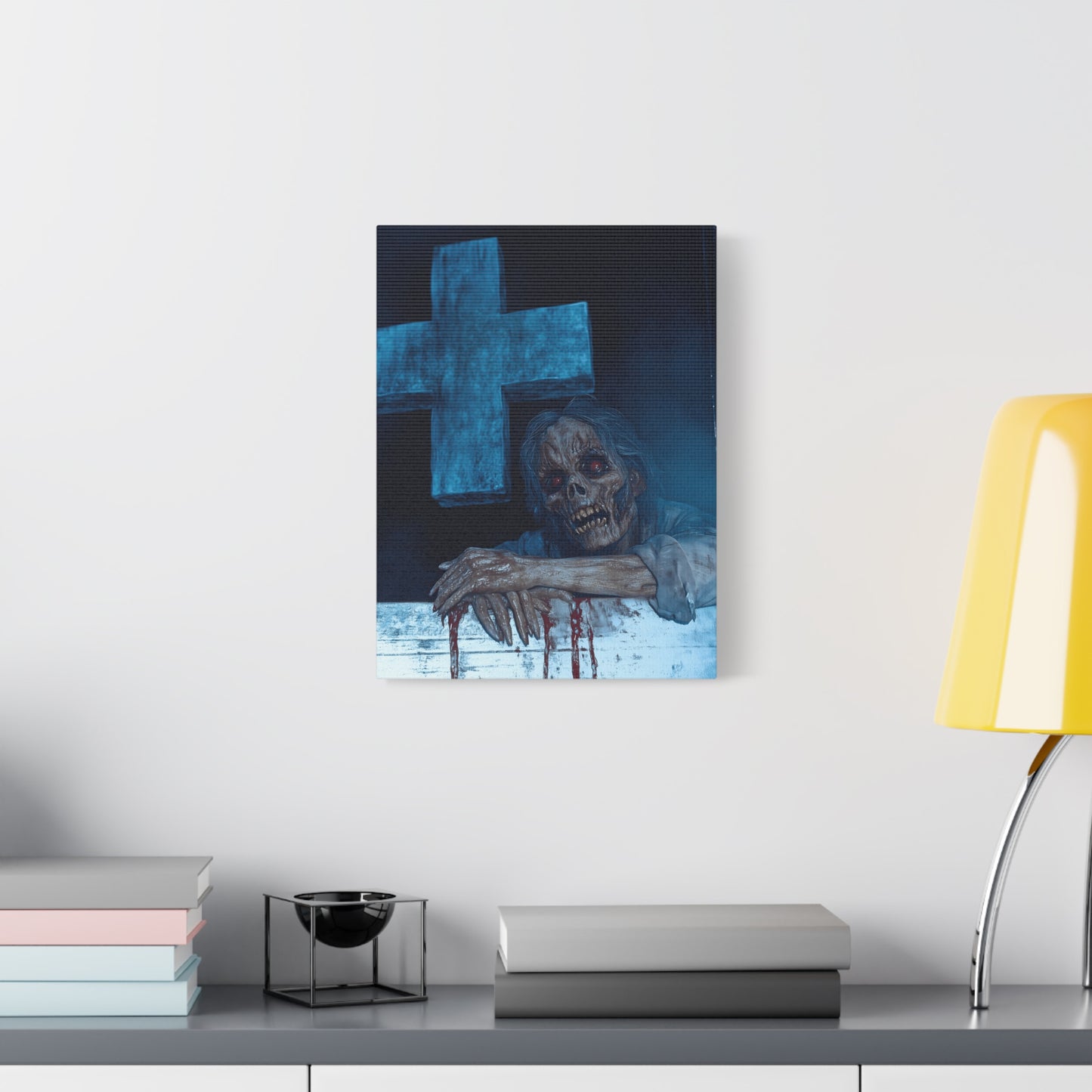 Macabre Zombie Wall Art Canvas, Horror Home Decor, Spooky Room Decoration, Unique Halloween Gift, Creepy Artwork for Living Room