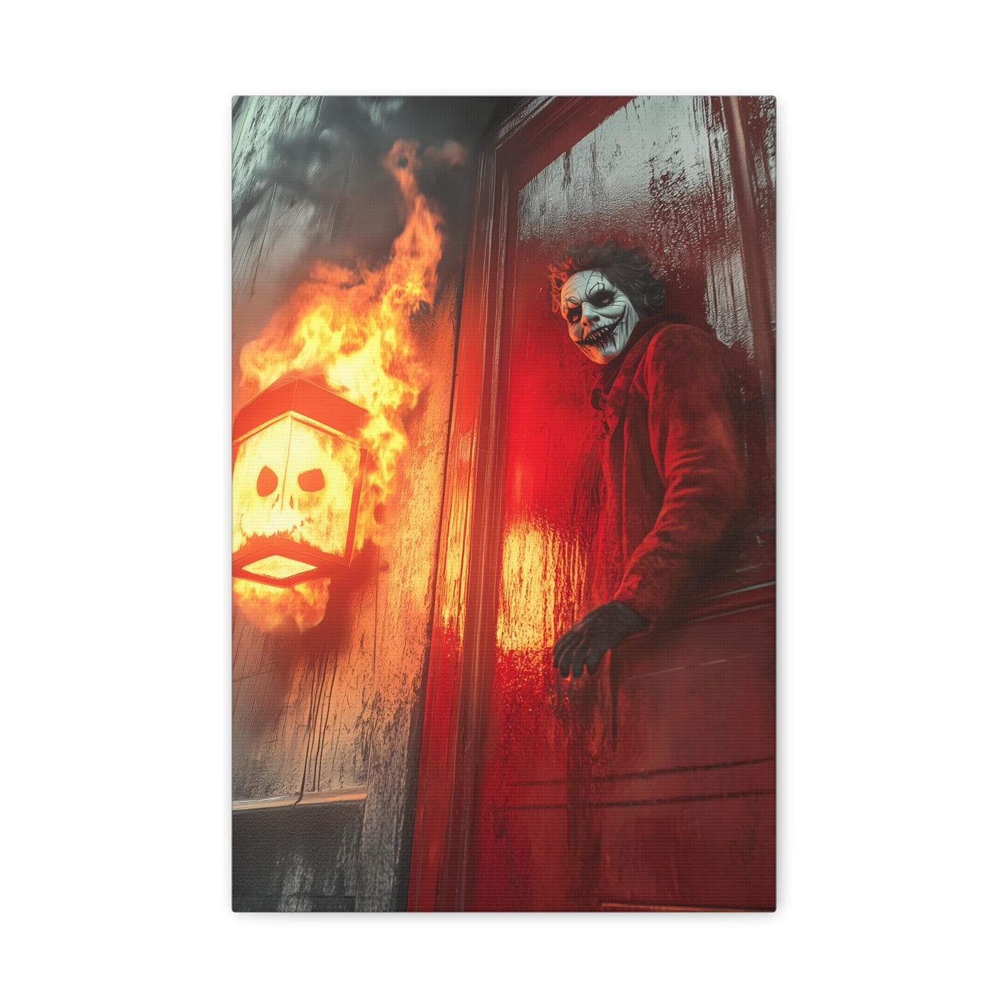 Halloween Horror Art Print, Spooky Home Decor, Creepy Wall Art, Unique Gift for Haunted House Lovers, Matte Canvas Artwork