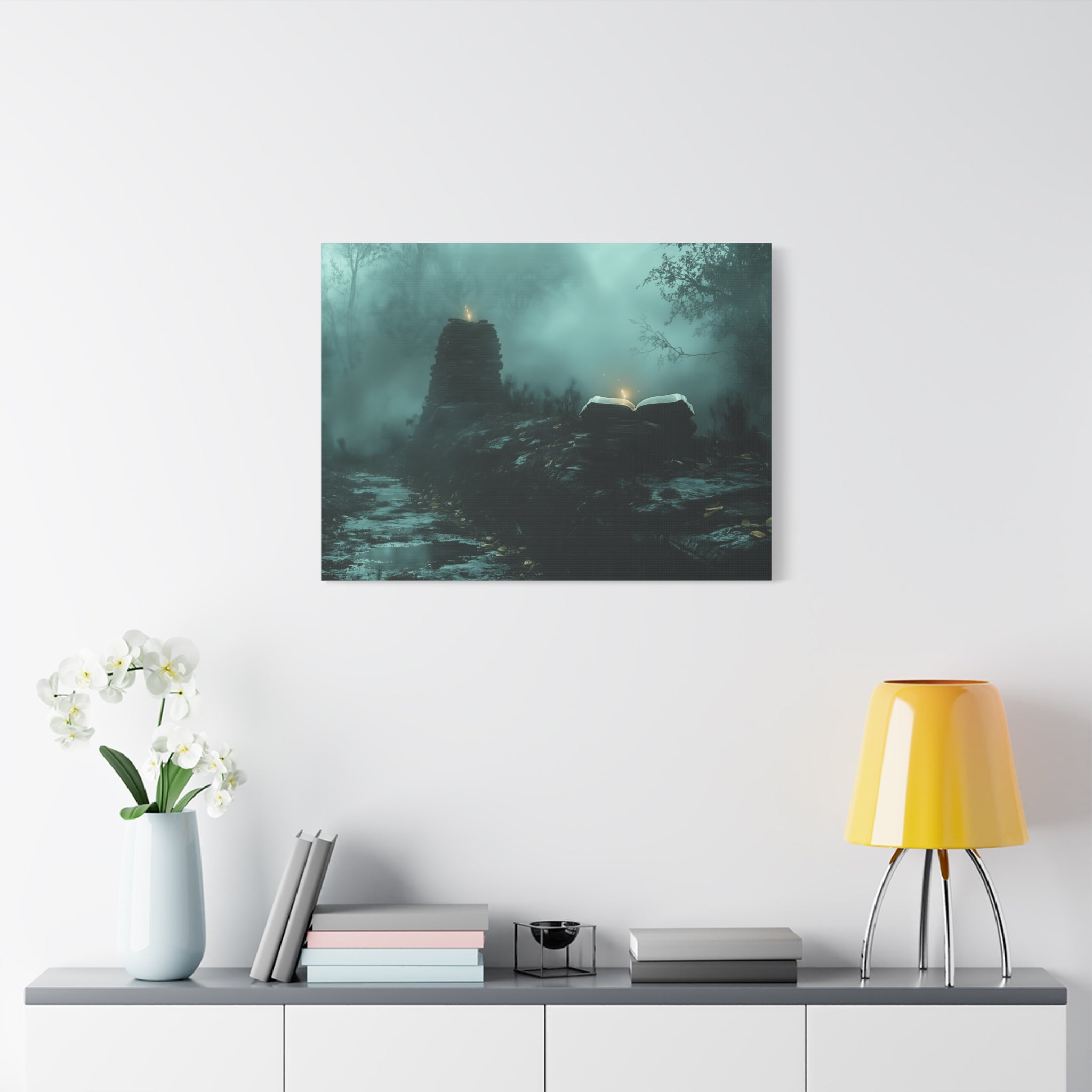 Mystical Book Canvas Art, Enigmatic Wall Decor, Fantasy Themed Home Decor, Gift for Book Lovers, Unique Art Piece, Wall Art for Halloween