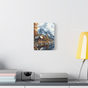 Serene Landscape Canvas Wall Art, Nature Decor, Fall Aesthetic Home Decor, Cozy Cabin Artwork, Mountain Scene Print