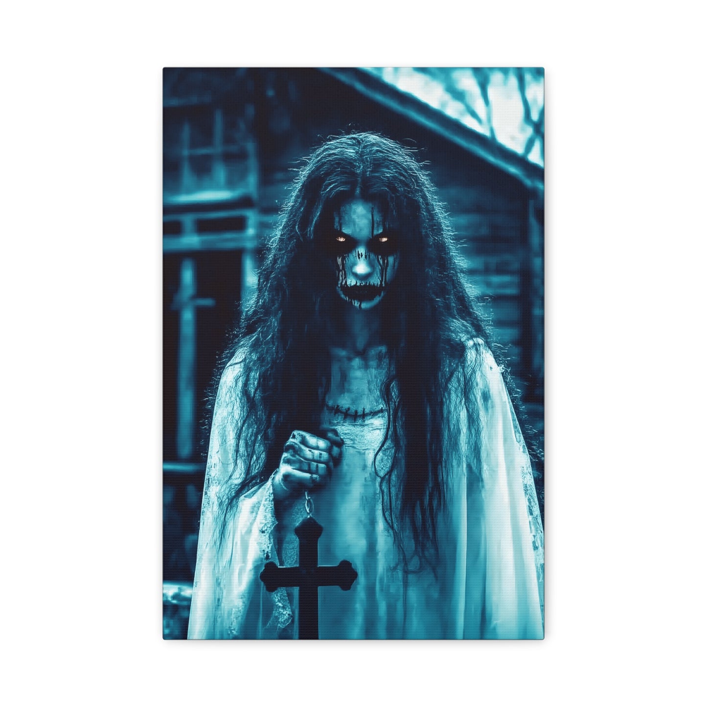 Spooky Horror Matte Canvas Wall Art - Creepy Decor for Halloween, Ghostly Home Decor, Dark Art for Gothic Lovers, Unique Gift Idea