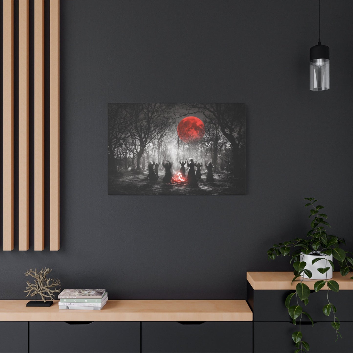 Eerie Witchcraft Wall Art, Dark Aesthetic Poster, Halloween Decor, Gothic Home Design, Spooky Canvas Wall Hanging