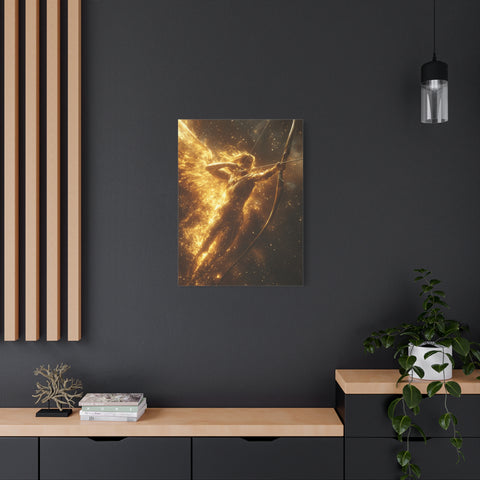 Golden Archer Canvas Print, Celestial Wall Art, Inspirational Home Decor, Rustic Gift, Fantasy Artwork