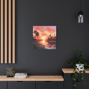 Sunset Canvas Wall Art, Tropical Landscape Decor, Coastal Home Decoration, Living Room Artwork, Gift for Nature Lovers