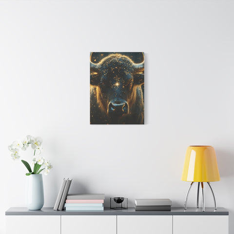 Cosmic Bull Canvas Art, Wall Décor, Home Office Artwork, Unique Gift, Rustic Vibe, Animal Lover Decor