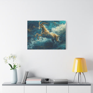Leaping Goat Canvas Art, Water Splash Wall Décor, Farmhouse Décor, Nature Art, Goat Lover Gift - BldyLcks Designs
