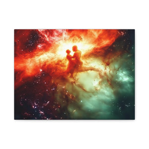 Cosmic Love Canvas Art, Celestial Couple Print, Space Wall Decor, Romantic Gift, Unique Home Artwork