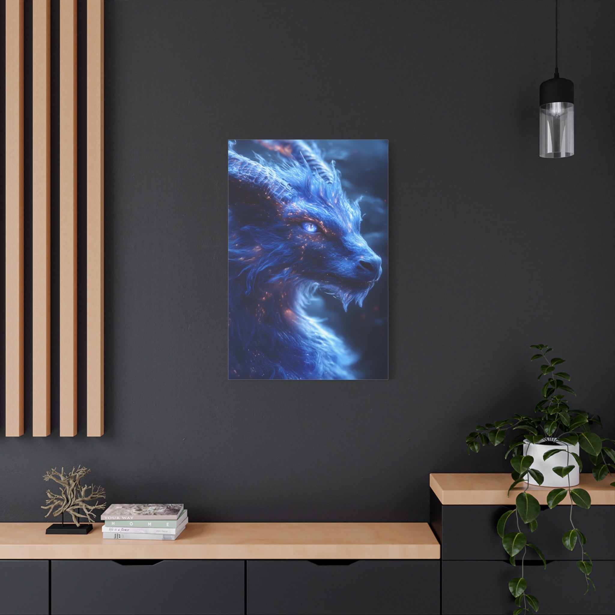 Mystical Creature Canvas Print, Dragon Wall Art, Fantasy Home Decor, Unique Gifting, Gothic Art Piece, Bedroom Aesthetic