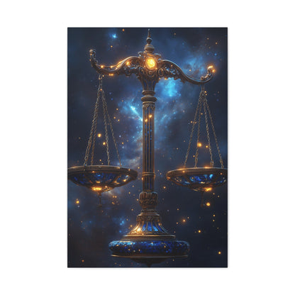 Cosmic Balance Canvas Art Print | Astrology Decor, Starry Wall Art, Home Decoration, Gift for Zodiac Lovers, Scales Artwork