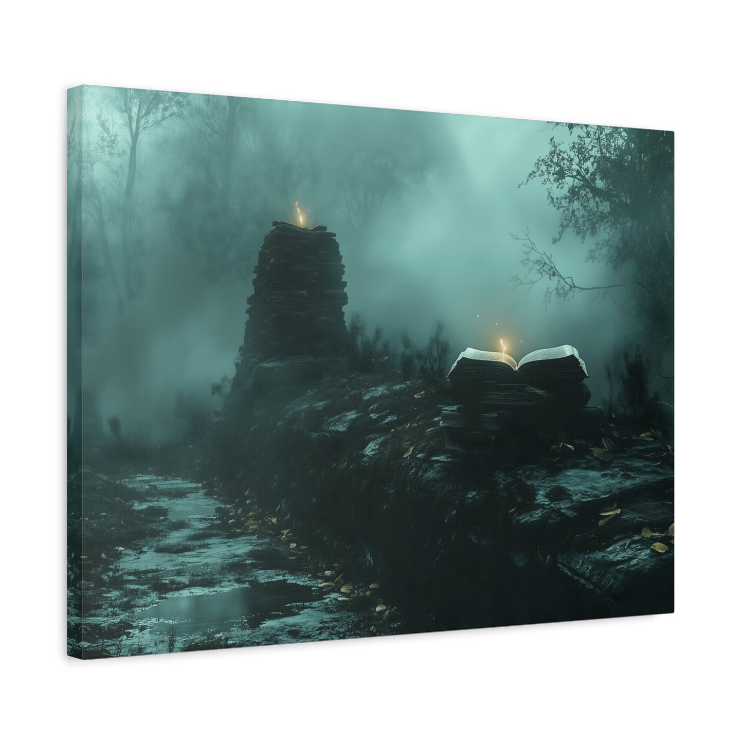 Mystical Book Canvas Art, Enigmatic Wall Decor, Fantasy Themed Home Decor, Gift for Book Lovers, Unique Art Piece, Wall Art for Halloween