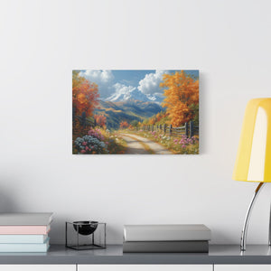 Nature-Inspired Stretched Canvas Art, Scenic Autumn Landscape Wall Decor, Home Decoration, Gift for Nature Lovers, Nostalgic Art