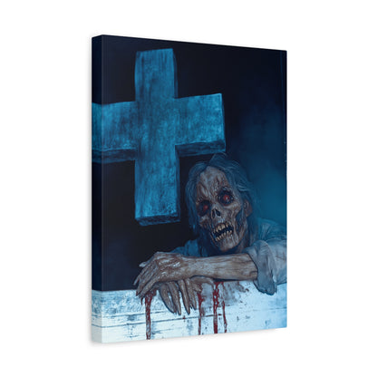 Macabre Zombie Wall Art Canvas, Horror Home Decor, Spooky Room Decoration, Unique Halloween Gift, Creepy Artwork for Living Room