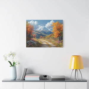 Nature-Inspired Stretched Canvas Art, Scenic Autumn Landscape Wall Decor, Home Decoration, Gift for Nature Lovers, Nostalgic Art