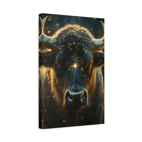 Cosmic Bull Canvas Art, Wall Décor, Home Office Artwork, Unique Gift, Rustic Vibe, Animal Lover Decor