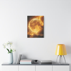 Golden Moon Canvas Wall Art, Celestial Décor for Dreamy Spaces, Perfect for Home, Gift Ideas, Wall Decorations, Astrophotography