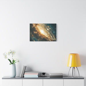 Abstract galaxy wall art matte canvas print with celestial cosmic design for home décor and space lovers