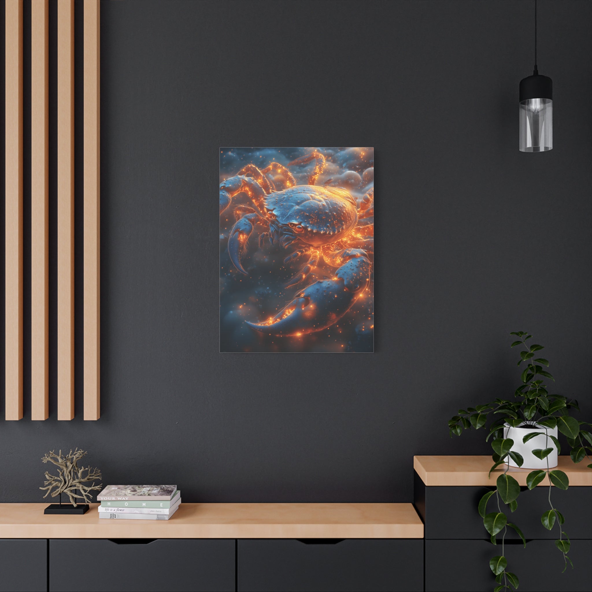 Glowing Crab Art Canvas, Ocean Decor, Coastal Wall Art, Nautical Gift, Unique Home Decoration, Crab Lover's Wall Art