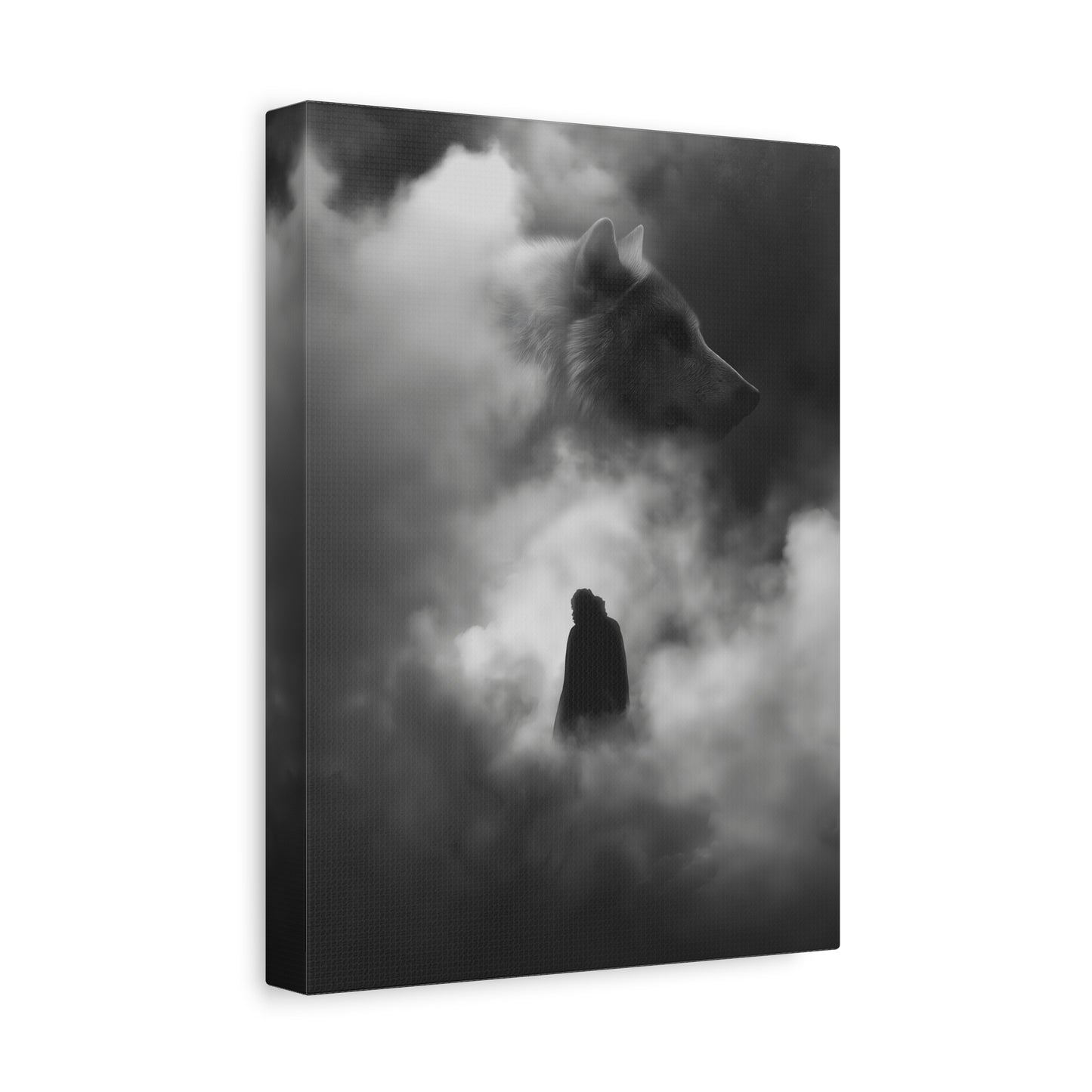 Black and White Wolf Canvas Art Print, Animal Wall Decor, Nature-Inspired Home Decor, Wilderness Art, Unique Gift Idea, Modern Aesthetic