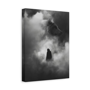 Black and White Wolf Canvas Art Print, Animal Wall Decor, Nature-Inspired Home Decor, Wilderness Art, Unique Gift Idea, Modern Aesthetic