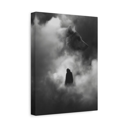 Black and White Wolf Canvas Art Print, Animal Wall Decor, Nature-Inspired Home Decor, Wilderness Art, Unique Gift Idea, Modern Aesthetic