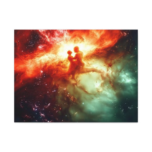 Cosmic Love Canvas Art, Celestial Couple Print, Space Wall Decor, Romantic Gift, Unique Home Artwork