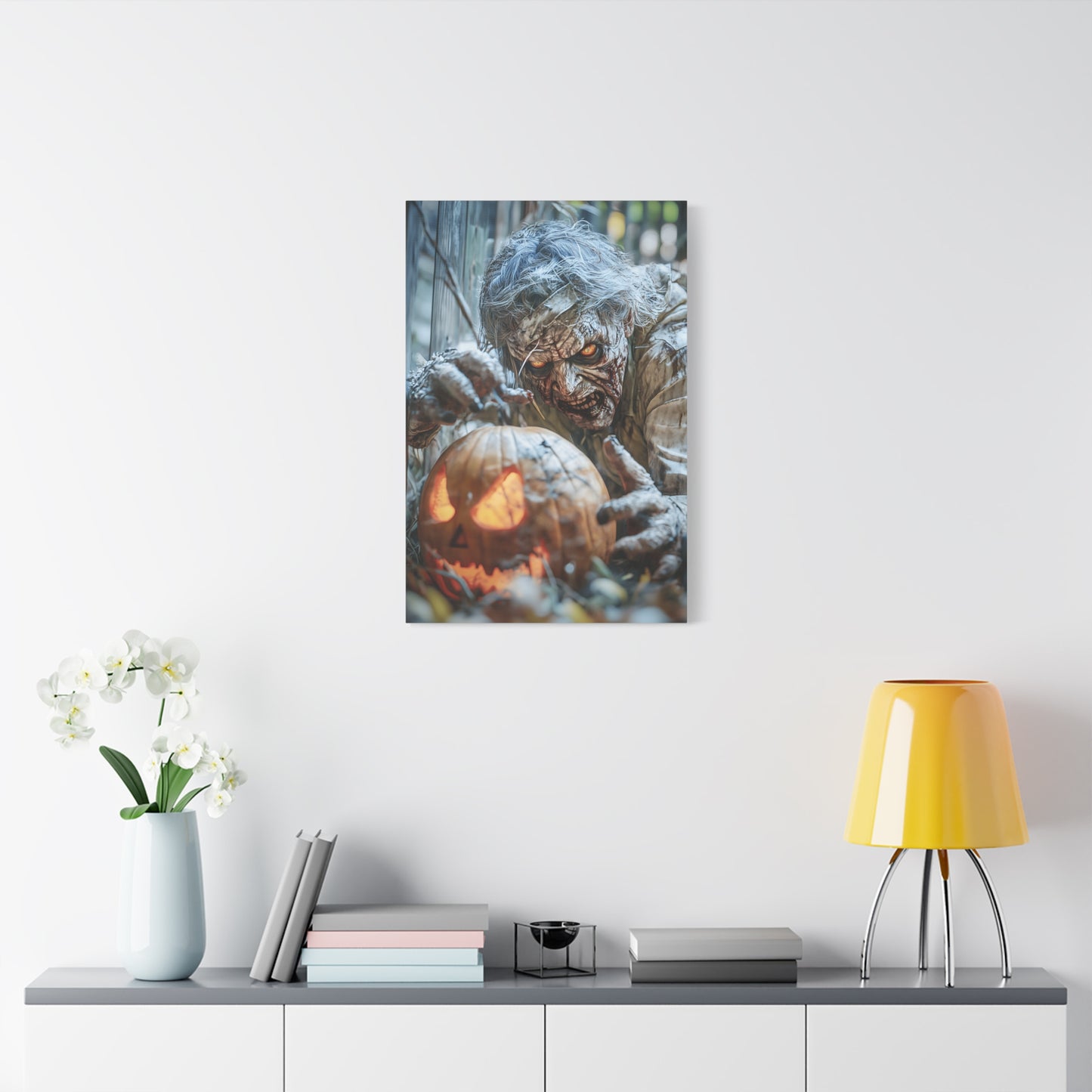 Halloween Canvas Art Print, Creepy Wall Decor, Spooky Home Decor, Haunted House Decoration, Fall Artwork, Pumpkin Scare