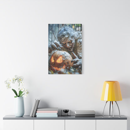 Halloween Canvas Art Print, Creepy Wall Decor, Spooky Home Decor, Haunted House Decoration, Fall Artwork, Pumpkin Scare