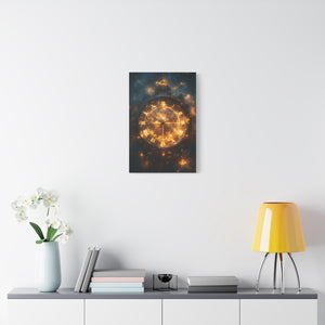 Ethereal Clock Canvas Wall Art, Timeless Décor, Night Sky Art, Galactic Home Décor