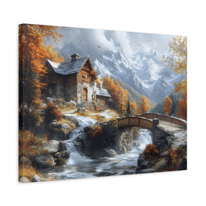 Autumn Landscape Canvas Art Print, Rustic Home Decor, Wall Artwork, Gift for Nature Lovers, Cozy Cabin Vibe, Fall Decor