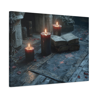 Mystical Candlelit Canvas Art, Gothic Home Decor, Witchy Wall Art, Dark Aesthetic Print, Spiritual Living Room Artwork