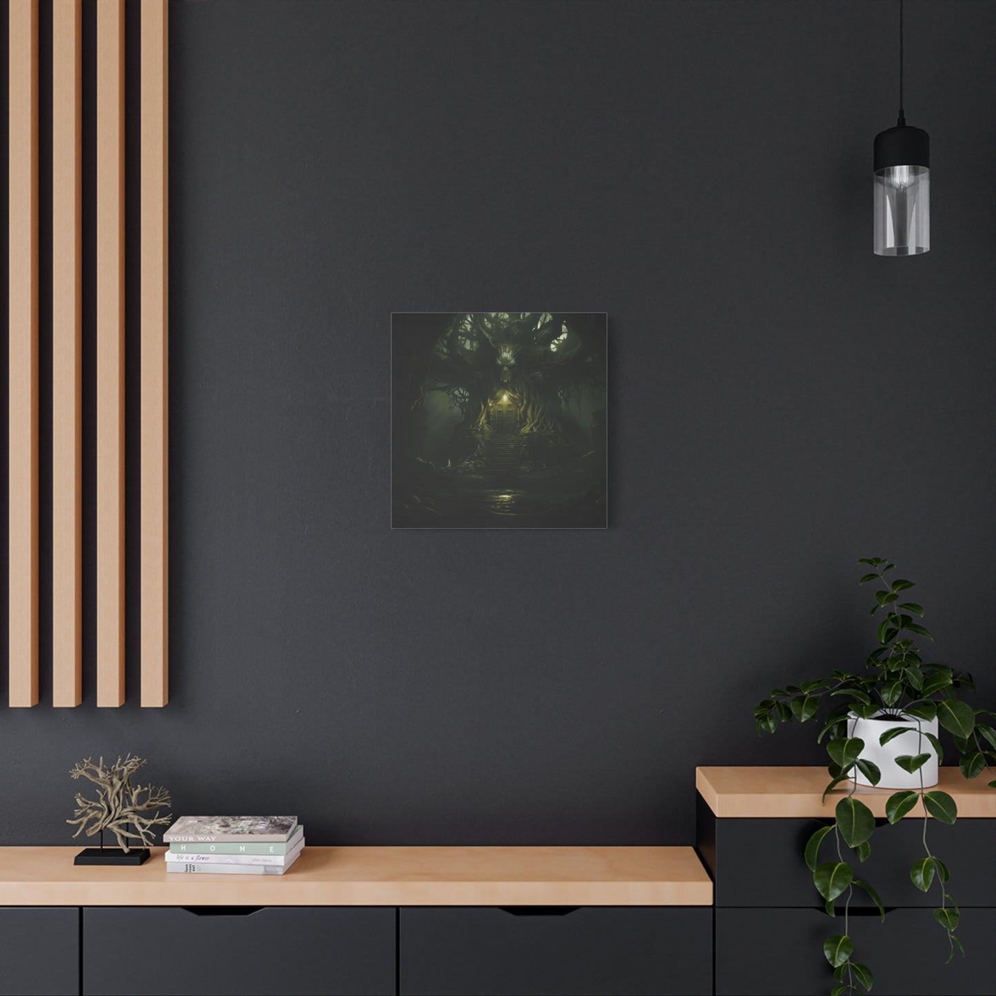 Mystical Forest Canvas Wall Art, Fantasy Decor, Enchanted Home, Gift for Nature Lovers, Dark Aesthetic Room Decor, Gothic Artwork