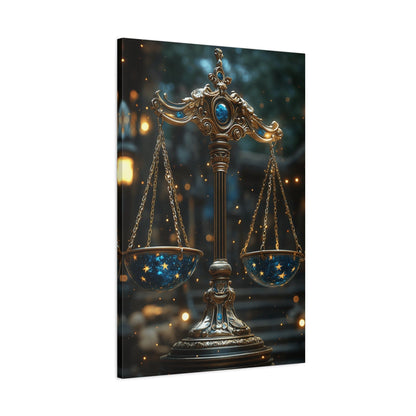 Celestial Scales Canvas Art, Starry Balance Wall Decor, Astrology Gift, Cosmo Home Decor, Spiritual Artwork, Zodiac Decoration
