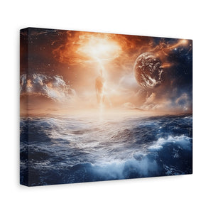Stretched Canvas Art Print, Cosmic Waves, Space Decor, Modern Wall Art, Galactic Home Decor, Dreamy Ocean Art