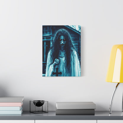 Spooky Horror Matte Canvas Wall Art - Creepy Decor for Halloween, Ghostly Home Decor, Dark Art for Gothic Lovers, Unique Gift Idea