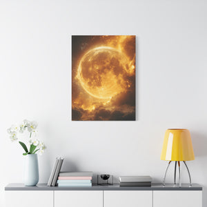 Golden Moon Canvas Wall Art, Celestial Décor for Dreamy Spaces, Perfect for Home, Gift Ideas, Wall Decorations, Astrophotography