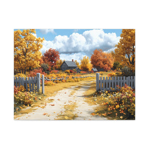 Autumn Landscape Canvas Print, Fall Decor, Farmhouse Wall Art, Nature Artwork, Seasonal Home Decoration
