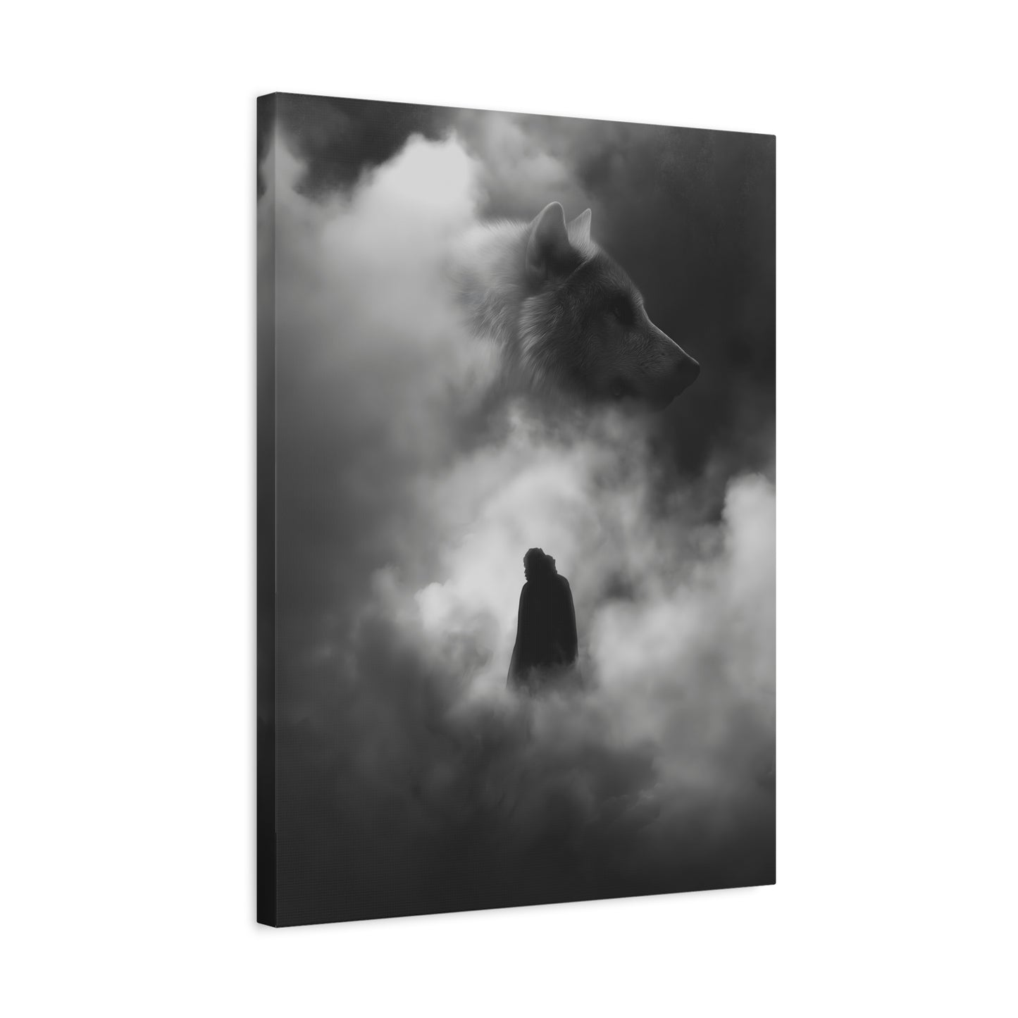 Black and White Wolf Canvas Art Print, Animal Wall Decor, Nature-Inspired Home Decor, Wilderness Art, Unique Gift Idea, Modern Aesthetic