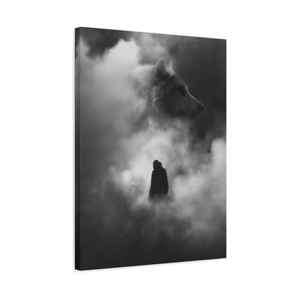 Black and White Wolf Canvas Art Print, Animal Wall Decor, Nature-Inspired Home Decor, Wilderness Art, Unique Gift Idea, Modern Aesthetic