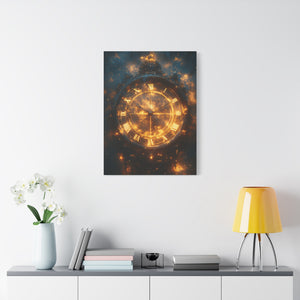 Ethereal Clock Canvas Wall Art, Timeless Décor, Night Sky Art, Galactic Home Décor