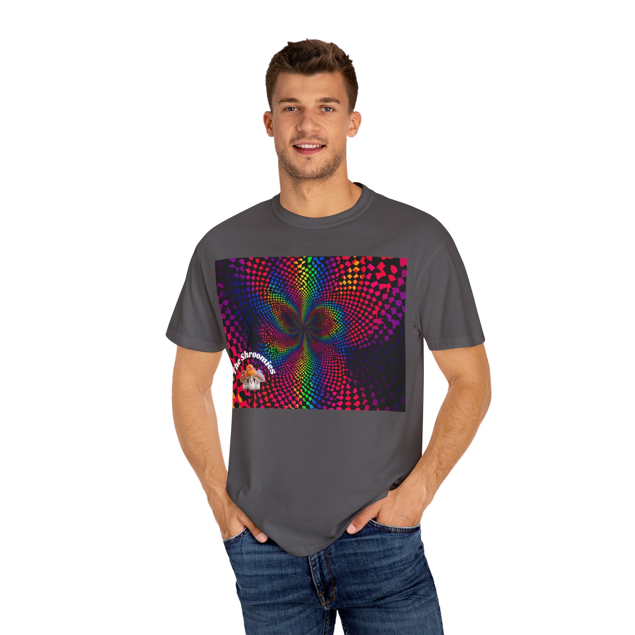 Psychedelic Shroom T-Shirt, Unisex Tie-Dye Tee for Festivals, Bohemian Style Shirt, Trippy Graphic Top, Gift for Mushroom Lovers