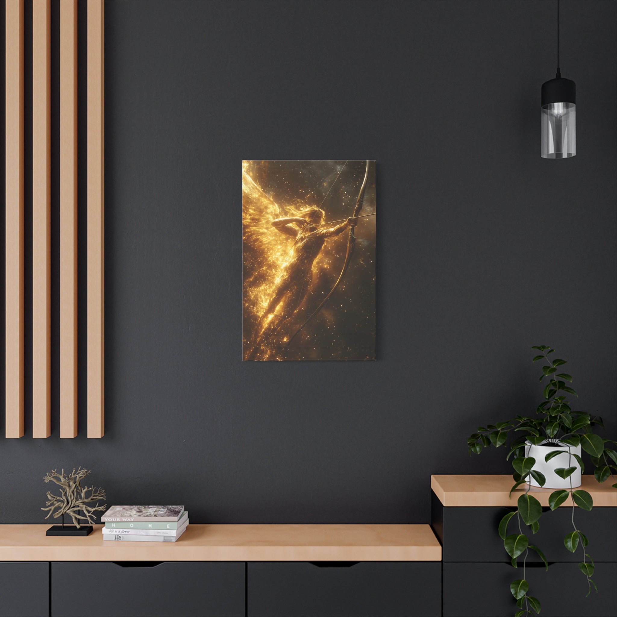 Golden Archer Canvas Print, Celestial Wall Art, Inspirational Home Decor, Rustic Gift, Fantasy Artwork