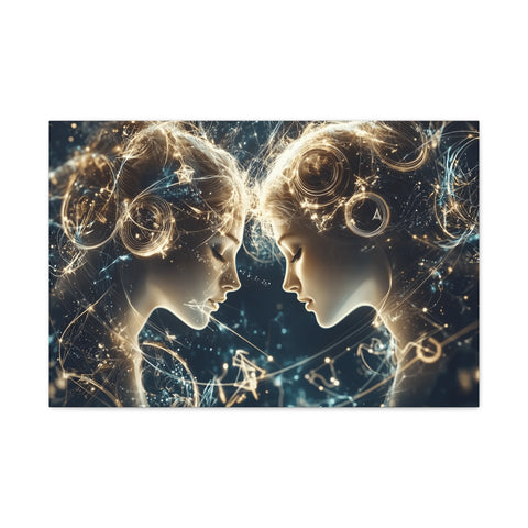 Celestial Gemini Canvas Print, Cosmic Art, Home Decor, Gift for Her, Astrology Wall Art, Unique Artwork, Gallery Wall