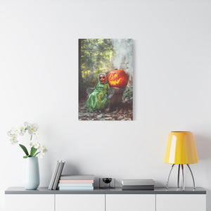 Spooky Halloween Canvas Art, Halloween Decor, Wall Art, Frightening Artwork, Fall Decorations, Pumpkin Queen